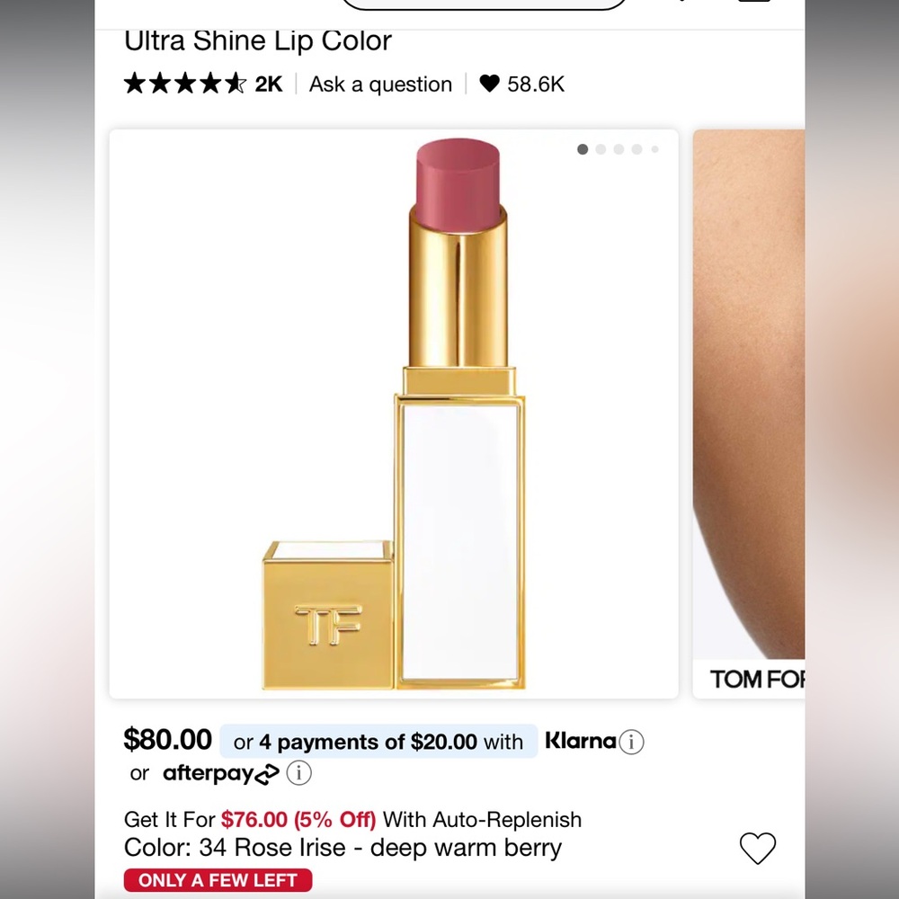 NEW| Tom Ford Ultra Shine 34-Rose Irise